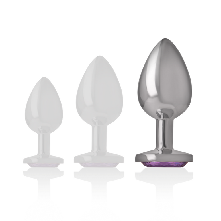 INTENSE - PLUG ANAL EN MÉTAL ALUMINIUM AVEC CRISTAL VIOLET TAILLE L