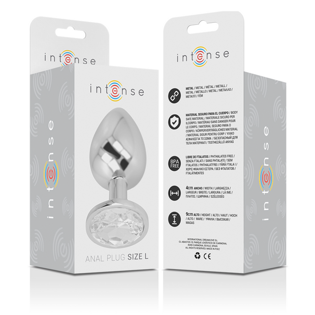 INTENSE - PLUG ANAL EN MÉTAL ALUMINIUM AVEC CRISTAL DARGENT TAILLE L