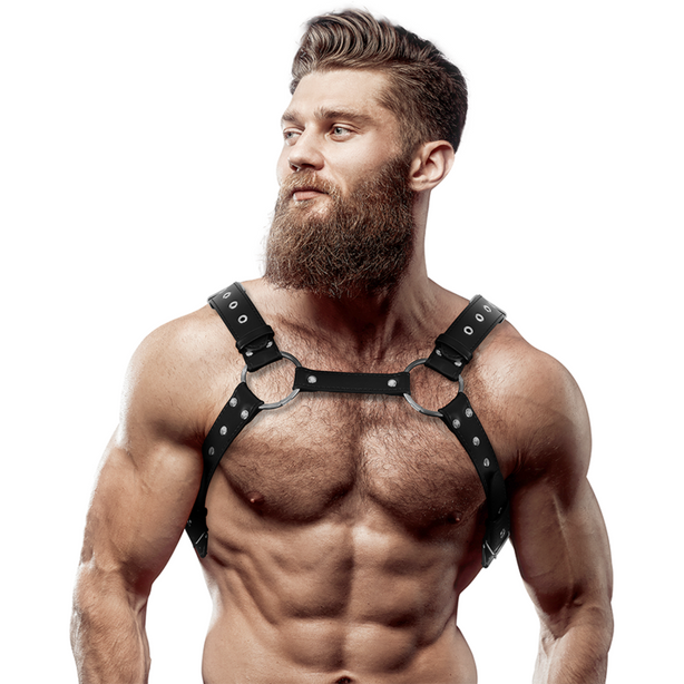 FETISH SUBMISSIVE ATTITUDE - HARNAIS DE POITRINE EN ÉCO-CUIR POUR HOMMES AVEC CLOUS
