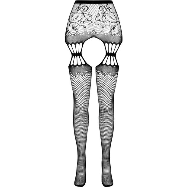 PASSION - COLLANT NOIR AVEC JARRETIÈRE S027 TAILLE UNIQUE
