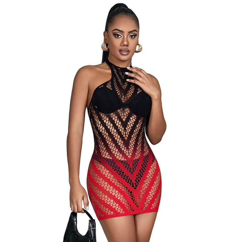 SUBBLIME - 952242 ROBE RÉSILLE ÉLASTIQUE DÉGRADÉ ROUGE ET NOIR TAILLE UNIQUE