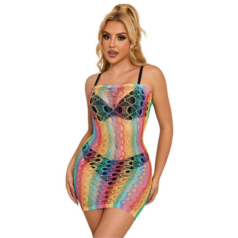 SUBBLIME - 952365 ROBE RÉSEILLE ÉPAULES NUES ARC-EN-CIEL TAILLE UNIQUE