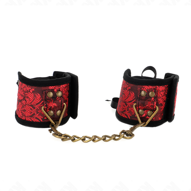 KINK - ATTACHE-POIGNETS SCANDAL DÉTAILS DENTELLE ROUGE-NOIR 24,5 CM X 6,5 CM
