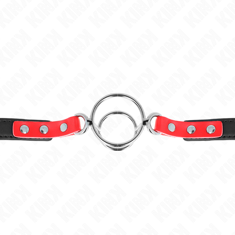 KINK - GAG AVEC PLUSIEURS O-RINGS 4 / 4,8 CM ROUGE 38 X 56 CM
