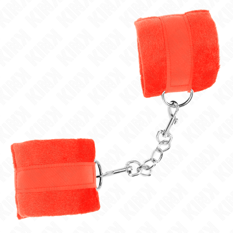 KINK - MANCHETTES DÉBUTANT EN FOURRURE ROUGE 30 X 7 CM