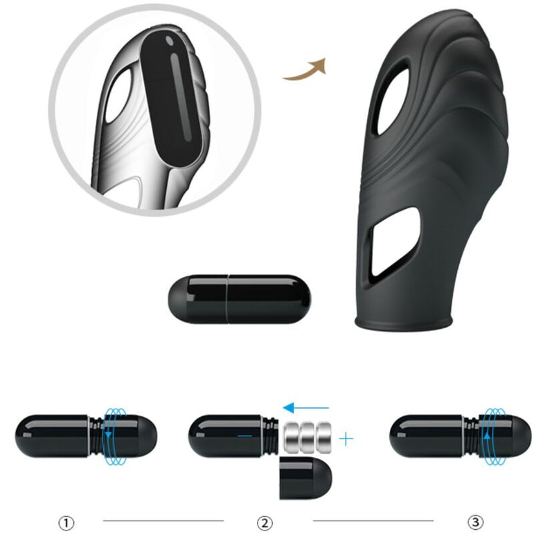 PRETTY LOVE - VIBRATEUR DE DOIGT EN SILICONE LICH NOIR