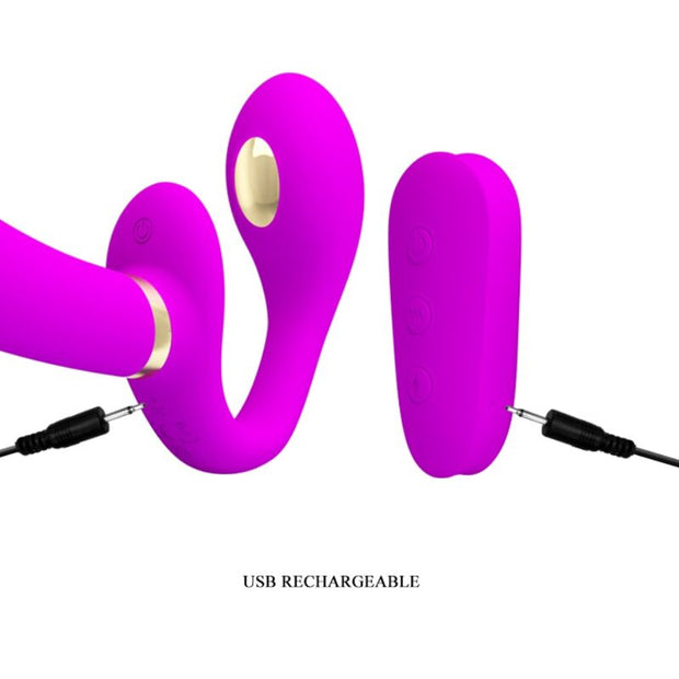 PRETTY LOVE - THUNDERBIRD DOUBLE VIBRATEUR STRAP-ON TÉLÉCOMMANDE VIOLET