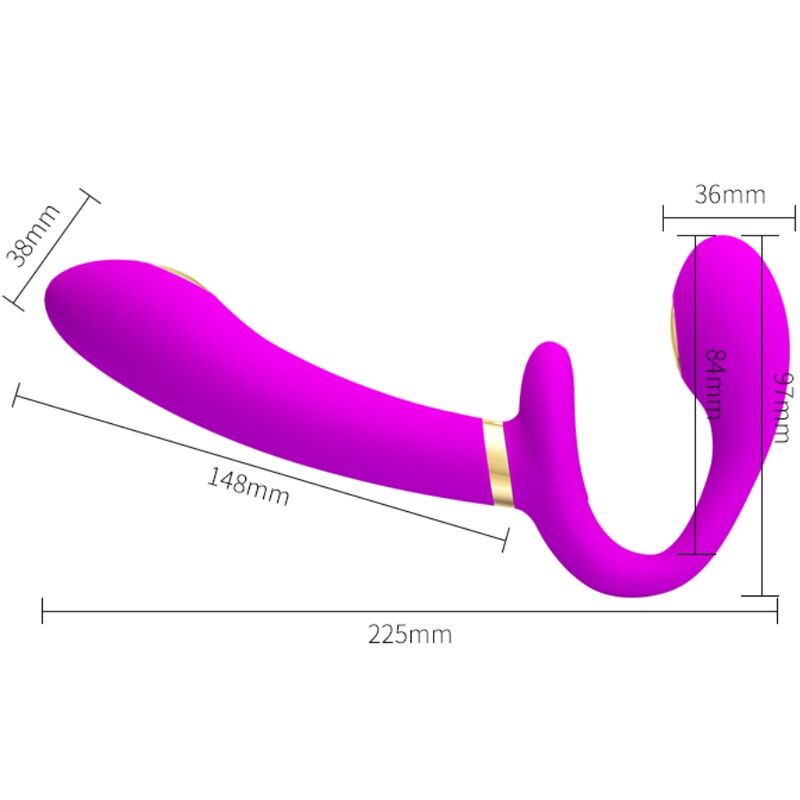 PRETTY LOVE - THUNDERBIRD DOUBLE VIBRATEUR STRAP-ON TÉLÉCOMMANDE VIOLET