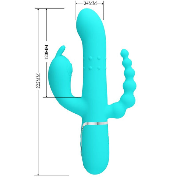 PRETTY LOVE - CAMMY 4 EN 1 VIBRATEUR MULTIFONCTION TRIPPLE RABBIT BLEU