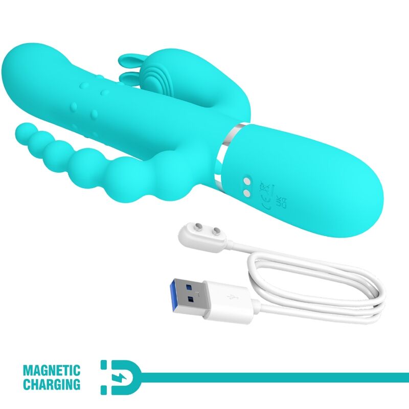PRETTY LOVE - CAMMY 4 EN 1 VIBRATEUR MULTIFONCTION TRIPPLE RABBIT BLEU