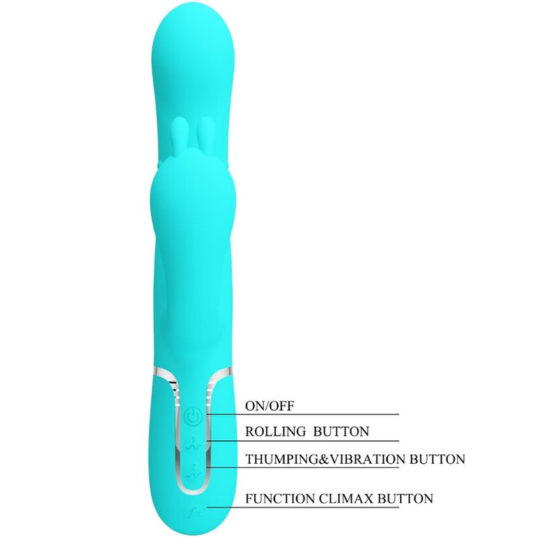 PRETTY LOVE - CAMMY 4 EN 1 VIBRATEUR MULTIFONCTION TRIPPLE RABBIT BLEU