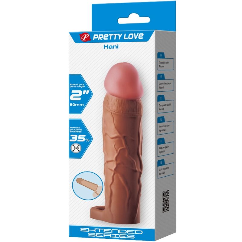 PRETTY LOVE - MANCHON DE PÉNIS HANI AVEC EXTENSION DE 5 CM MULÂTRE