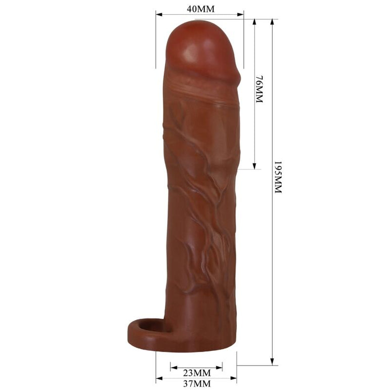 PRETTY LOVE - MANCHON DE PÉNIS GERD AVEC EXTENSION DE 7,6 CM MULÂTRE