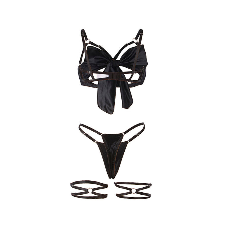SUBBLIME - 955199 ENSEMBLE SOUTIEN-GORGE AVEC NŒUD NOIR RÉGLABLE S/M