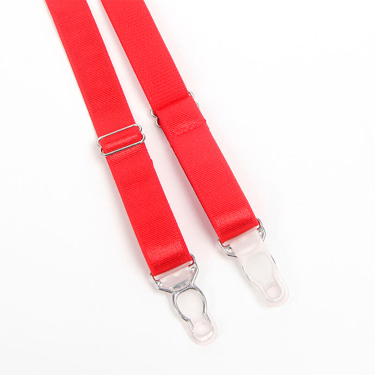 SUBBLIME - 955250 ENSEMBLE SOUTIEN-GORGE BONDAGE ROUGE AVEC JARRETELLES S/M