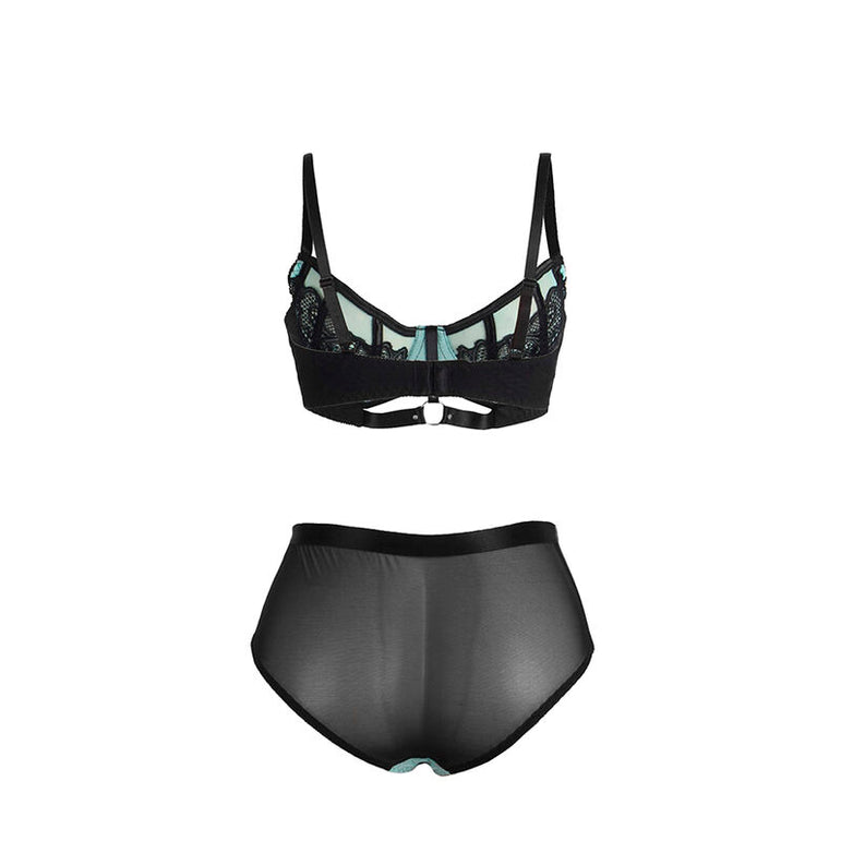 SUBBLIME - 955564 ENSEMBLE SOUTIEN-GORGE À FERMETURE ÉCLAIR EN CUIR VERNI VERT L/XL