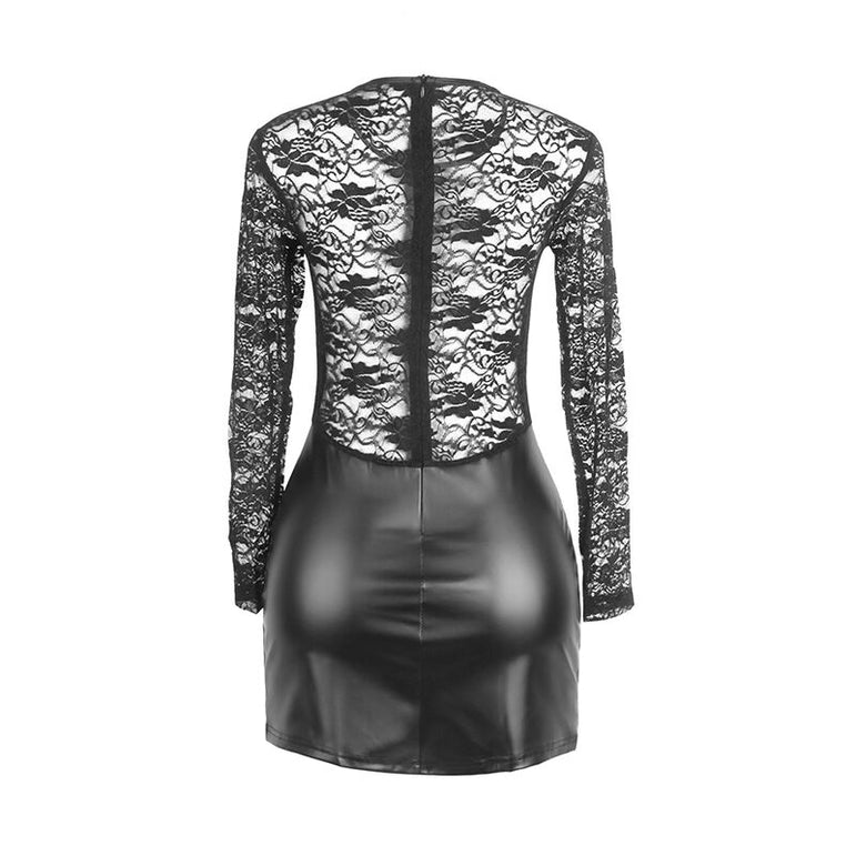 SUBBLIME - 955601 ROBE À MANCHES LONGUES AVEC DENTELLE NOIRE L/XL