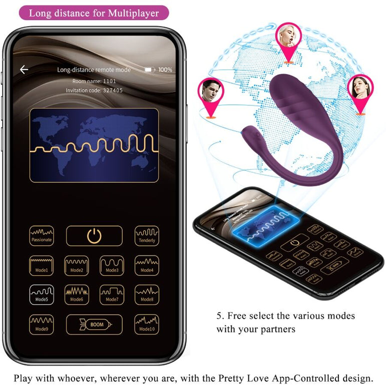 PRETTY LOVE - VIBRATEUR CONTRÔLÉ PAR APPLICATION LEVIATHAN VIOLET