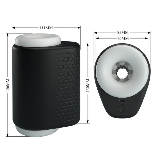PRETTY LOVE - MASTURBATEUR POUR HOMME DJ GIRL AVEC VIBRATION 5 RÉGLAGES NEGRO