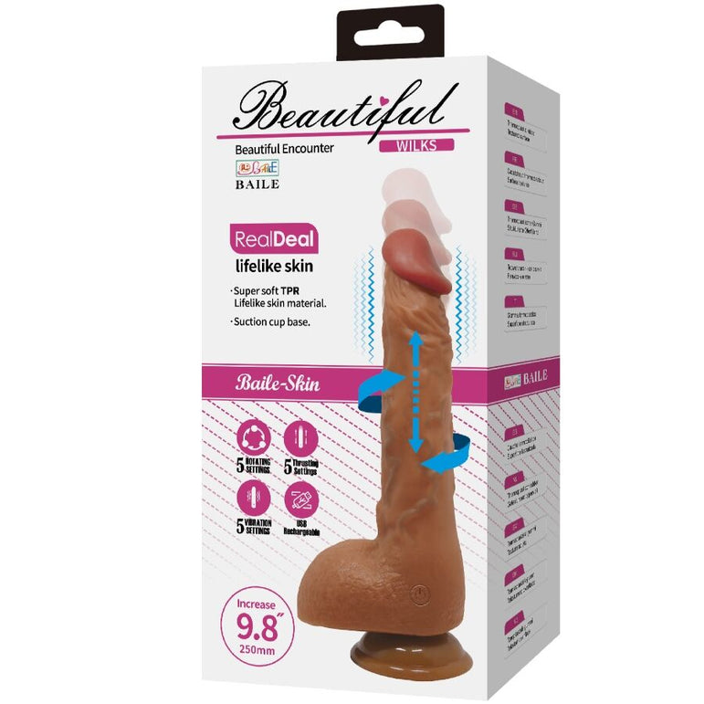 BAILE - MAGNIFIQUE VIBRATEUR RÉALISTE WILKS 5 RÉGLAGES 25 CM MULATO