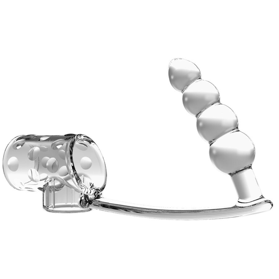 PRETTY LOVE - MANCHON PÉNIS AVEC PLUG ANAL TRANSPARENT