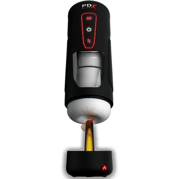 PDX ELITE - MASTURBATEUR AUTOMATIQUE MILK ME HOTTER AVEC VIBRATION À EFFET DE POUSSÉE ET DE CHALEUR
