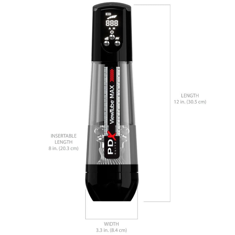 PDX ELITE - VIEWTUBE MAX VIEW MASTURBATEUR AUTOMATIQUE AVEC ASPIRATION TRANSPARENTE