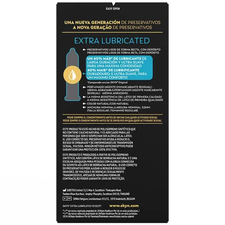 SKYN - PRÉSERVATIF EXTRA LUBRIFIÉ 10 UNITÉS