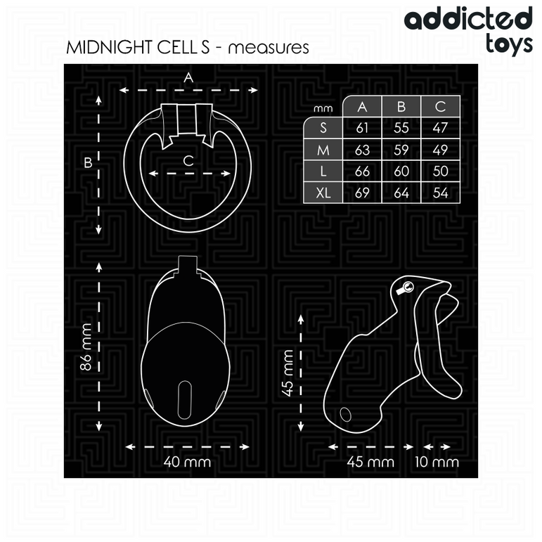ADDICTED TOYS LOCKED - MINDNIGHT CELL CAGE À PÉNIS TAILLE S