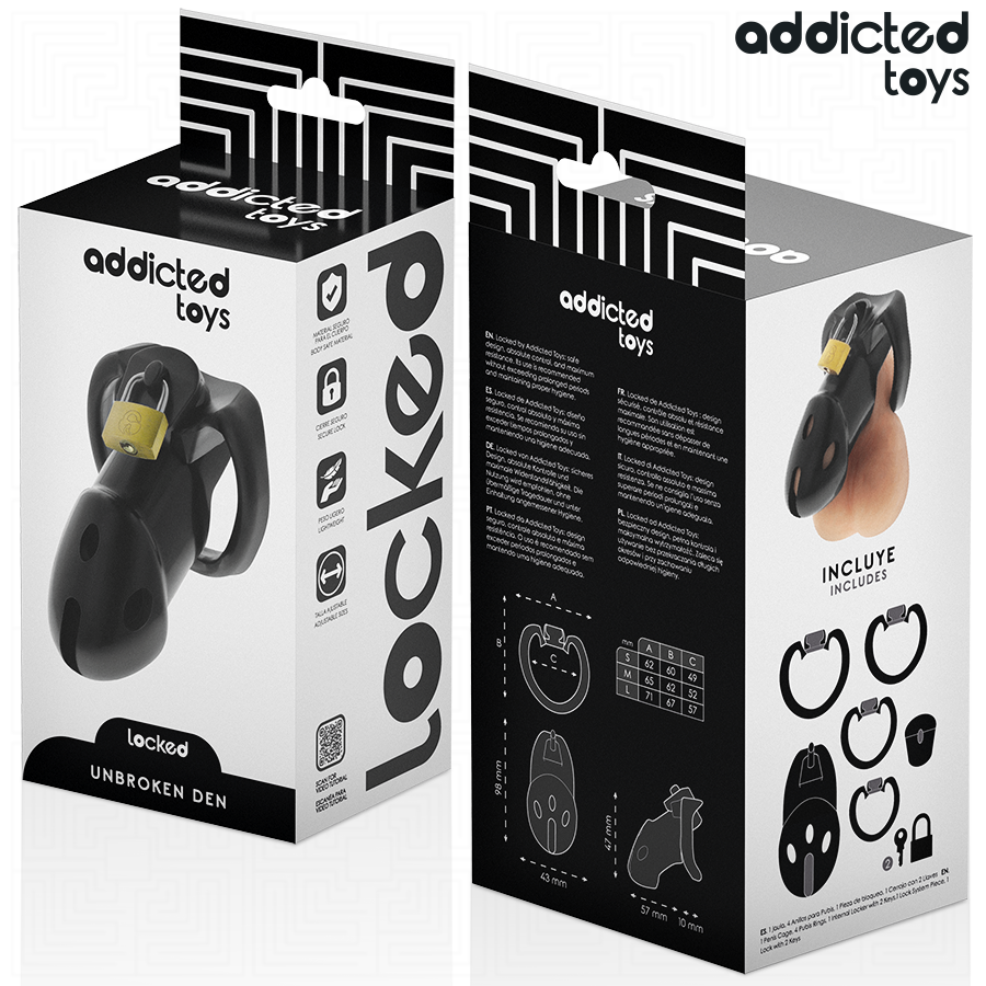 ADDICTED TOYS LOCKED - CAGE À PÉNIS UNBROKEN DEN 9,8 CM