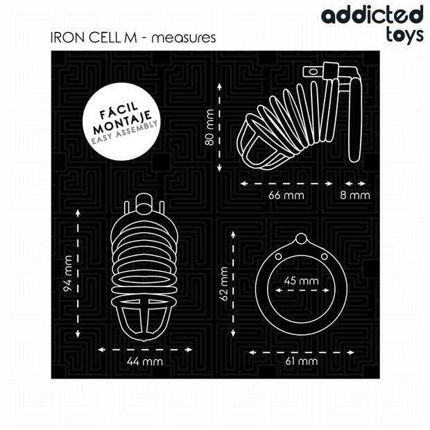 ADDICTED TOYS LOCKED - CAGE À PÉNIS EN MÉTAL IRON CELL TAILLE M