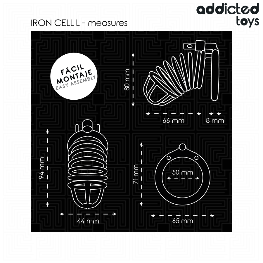 ADDICTED TOYS LOCKED - CAGE À PÉNIS EN MÉTAL IRON CELL 5 CM TAILLE L