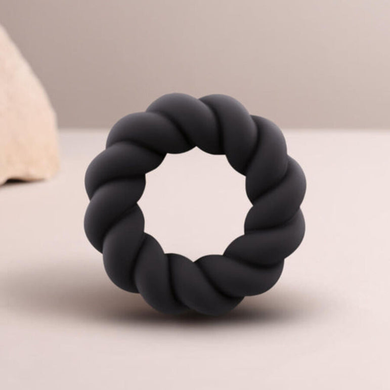 ROCKS-OFF - ANNEAU DE MASTURBATION EN SILICONE NOIR TWIST