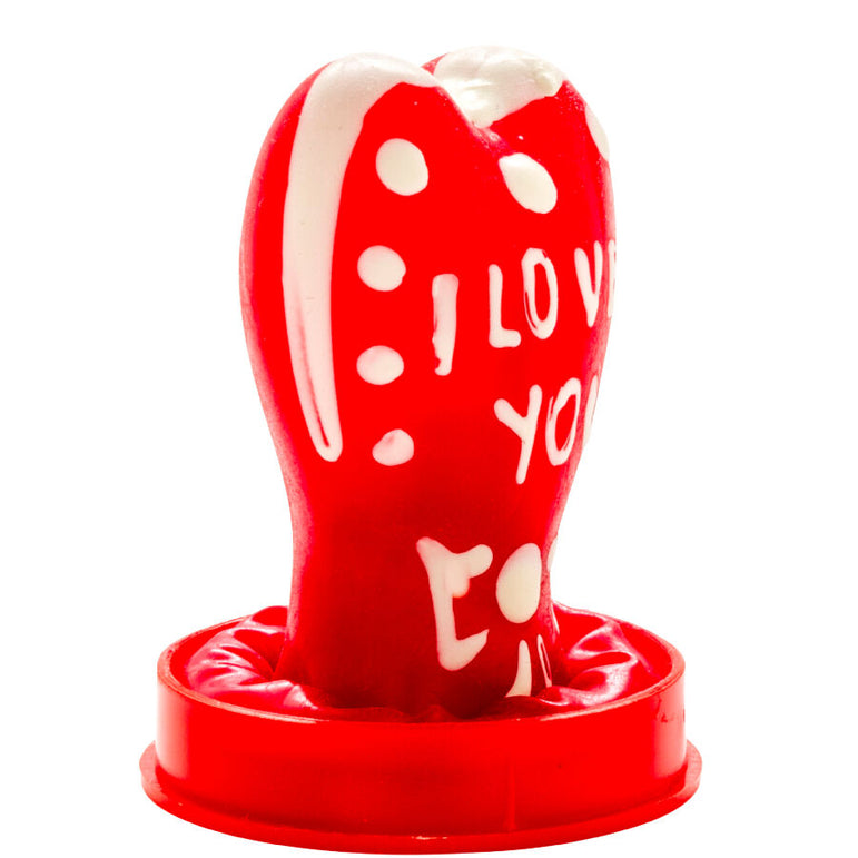 CONDOMERIE - PRÉSERVATIFS FANTAISIE PEINTS À LA MAIN EN FORME DE CŒUR - JE T'AIME MODÈLE 1