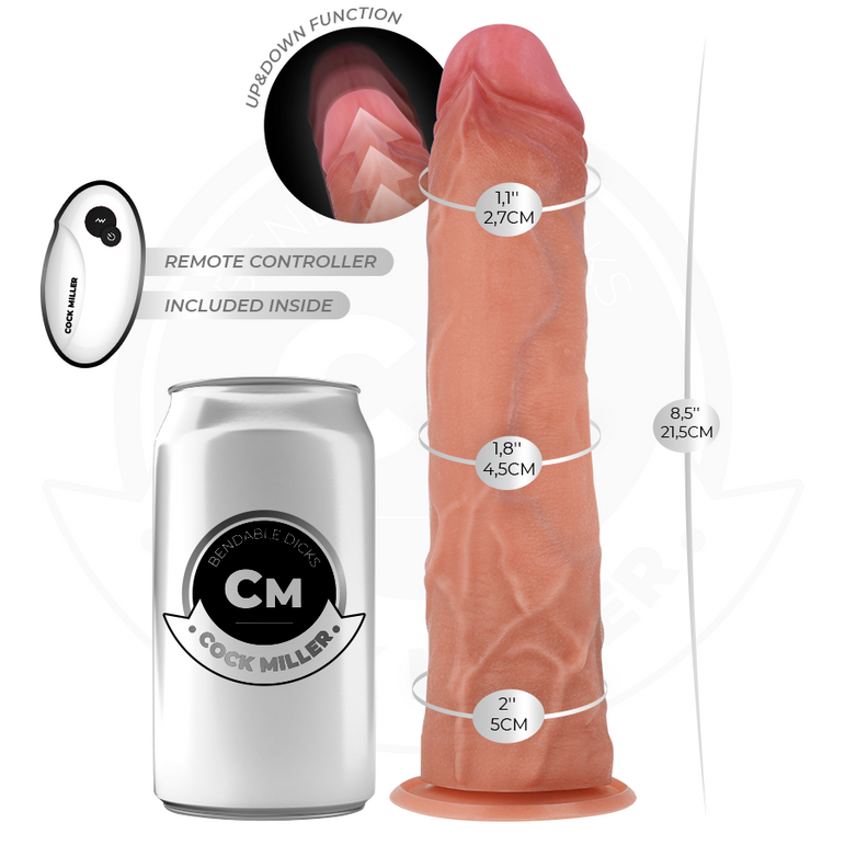 COCK MILLER - GODE HYPER-RÉALISTE À VENTOUSE ET À POUSSÉE AVEC TÉLÉCOMMANDE 21,5 CM