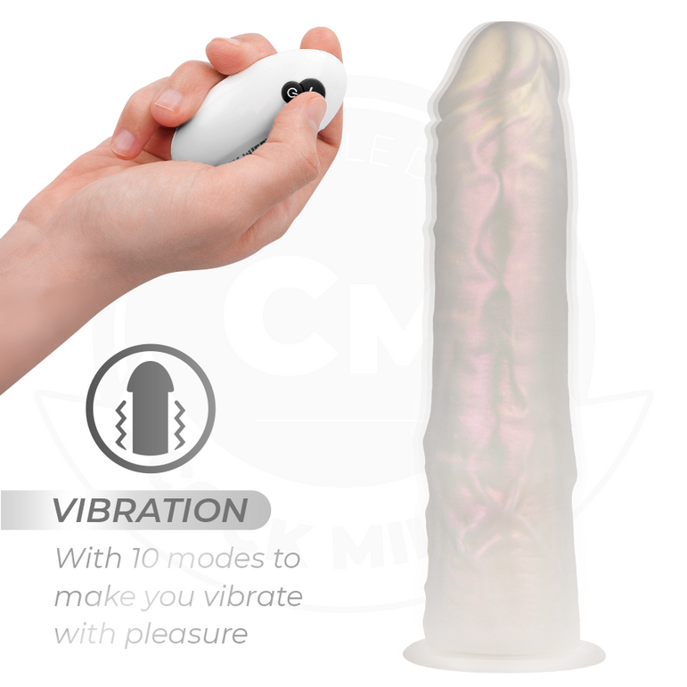 COCK MILLER - GODE AVEC VENTOUSE, LUMIÈRES ET VIBRATIONS AVEC TÉLÉCOMMANDE BLANC 21,5 CM