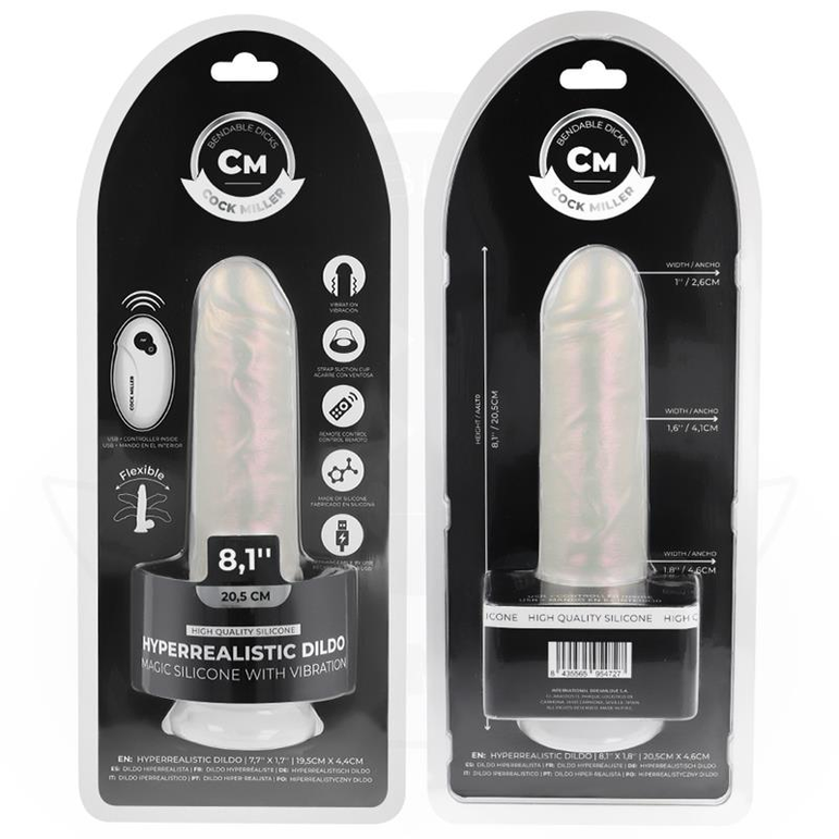 COCK MILLER - GODE AVEC VENTOUSE, LUMIÈRES ET VIBRATIONS AVEC TÉLÉCOMMANDE BLANC 20,5 CM