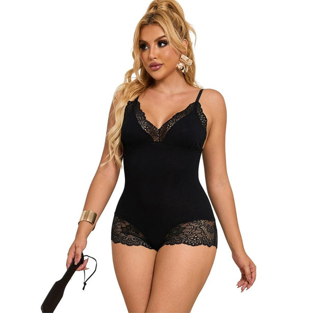 SUBBLIME - TEDDY DÉTAIL DENTELLE FLORALE NOIR S/M