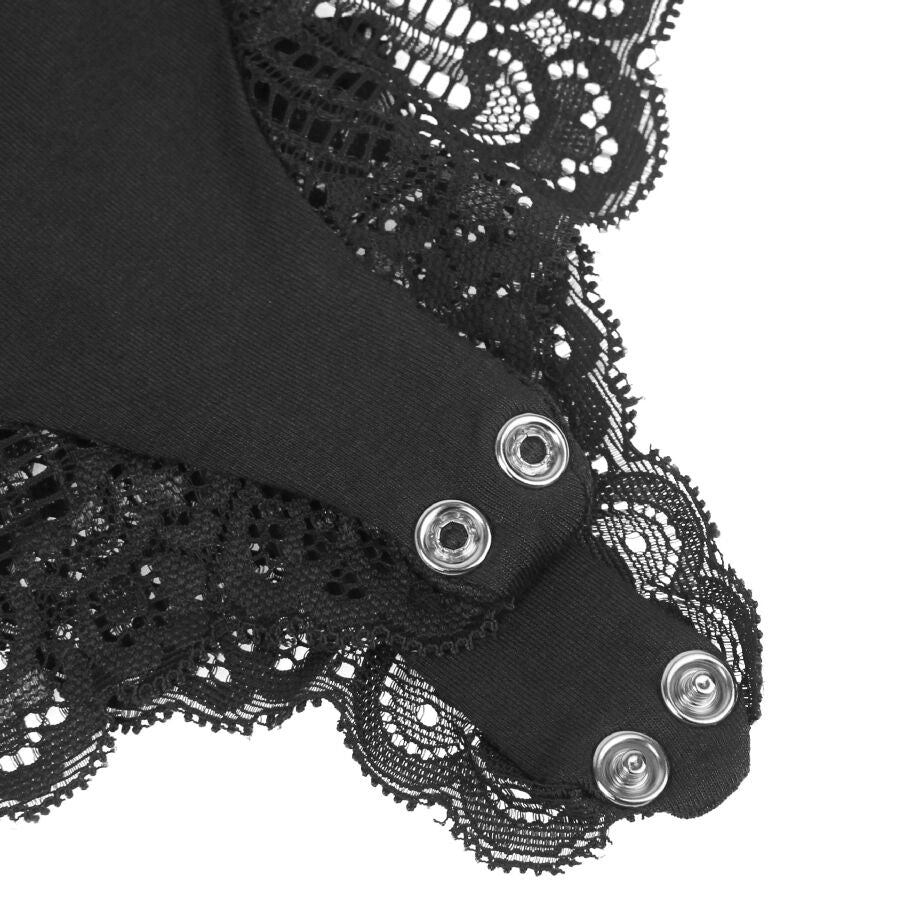 SUBBLIME - TEDDY DÉTAIL DENTELLE FLORALE NOIR L/XL