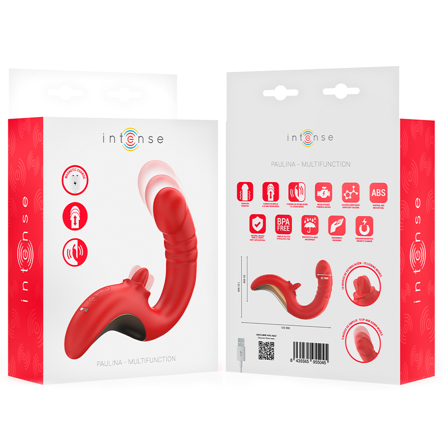 INTENSE - VIBRATEUR ET STIMULATEUR PAULINA EN FORME DE U ROUGE