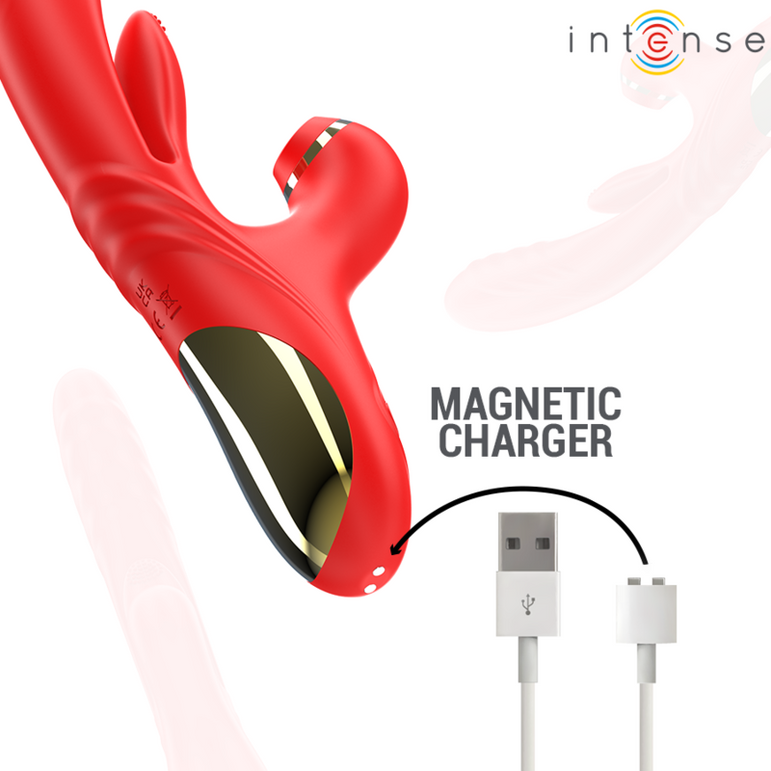 INTENSE - KAROL VIBRATEUR MULTIFONCTION POUSSÉE & STIMULATION & ONDES STIMULANTES ROUGE