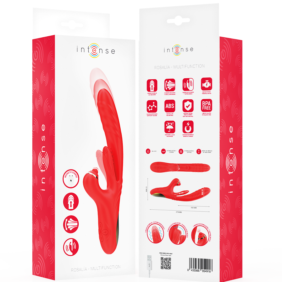 INTENSE - ROSALIA VIBRATEUR MULTIFONCTION 3 EN 1 ROUGE