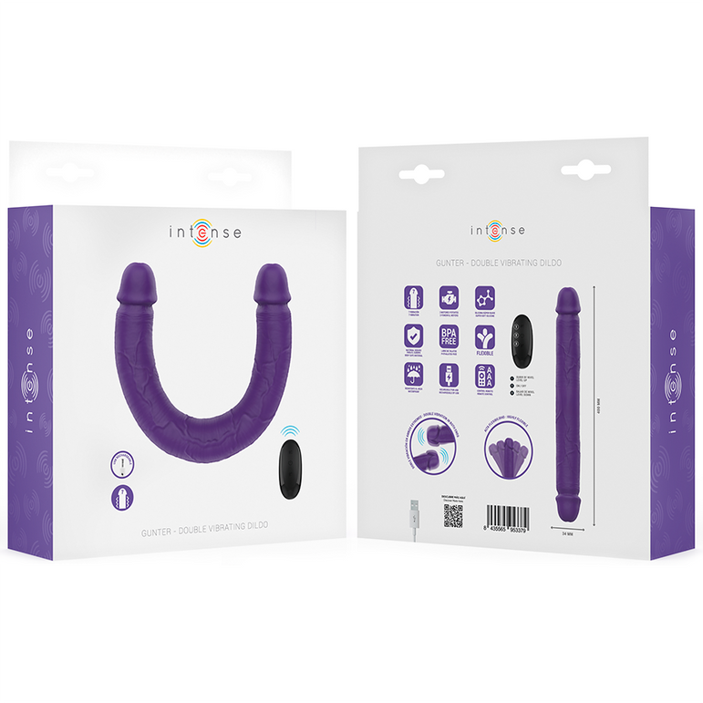 INTENSE - GUNTER DILDO DOUBLE VIBRATEUR 40 CM VIOLET TÉLÉCOMMANDE