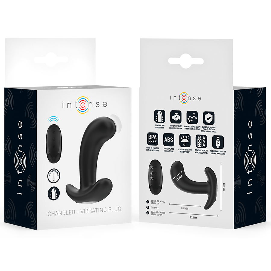 INTENSE - CHANDLER ANAL PLUG 10 VIBRATIONS NOIR TÉLÉCOMMANDE