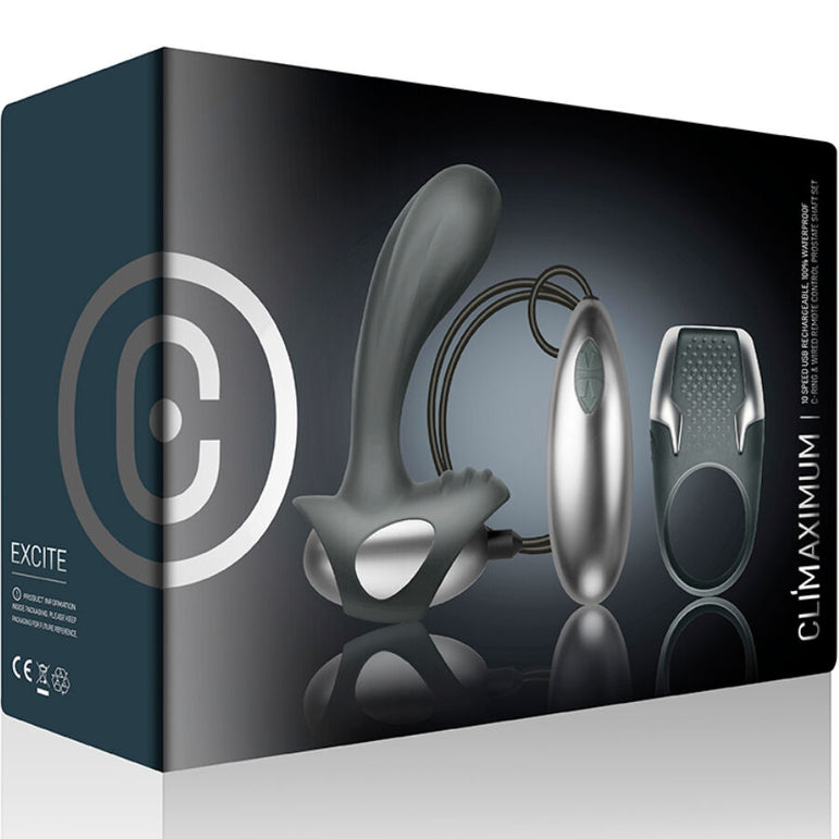 CLIMAXIMUM - KIT EXCITE ANNEAU PÉNITENTIAIRE + MASSEUR DE PROSTATE À FIL