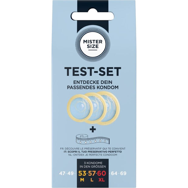 MISTER SIZE - KIT DE TEST : 3 PRÉSERVATIFS DE TAILLES DIFFÉRENTES + MÉLANGE À POINTS