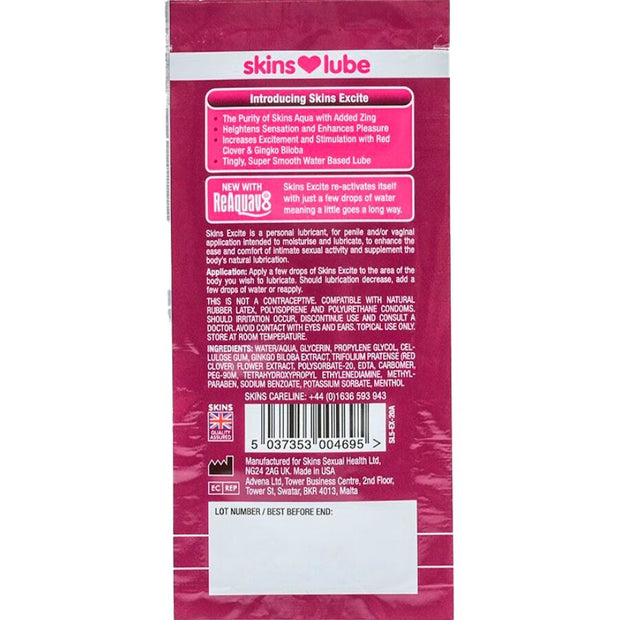 SKINS - EXCITE LUBRIFIANT À BASE D'EAU DOSE UNIQUE 5 ML