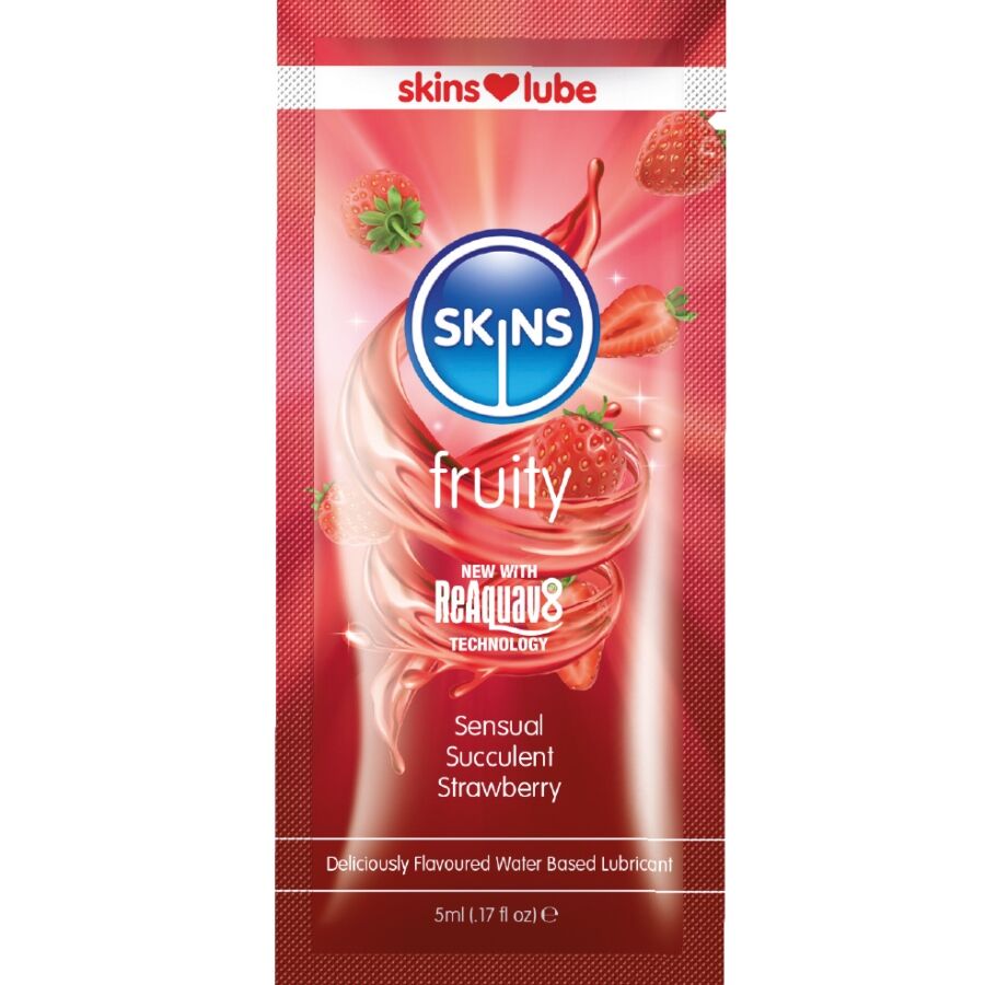 SKINS - LUBRIFIANT FRUITÉ À BASE D'EAU FRAISE DOSE UNIQUE 5 ML