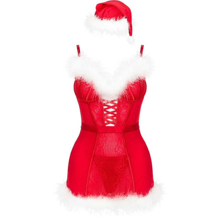 LIVCO CORSETTI FASHION - AGETHE LC 90607 CHEMISE + STRING + BONNET DE NOËL L/XL