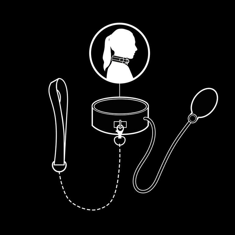 FETISH SUBMISSIVE BONDAGE - COLLIER D'ÉTRANGLEMENT GONFLABLE AVEC CHAÎNE